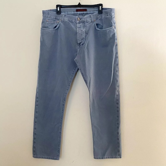 Isaia Napoli Self Edge Twill Denim Light Blue Cotton Jeans Men’s Size 38